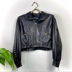 Escada Margaretha Ley Vintage Leather Studded Jacket